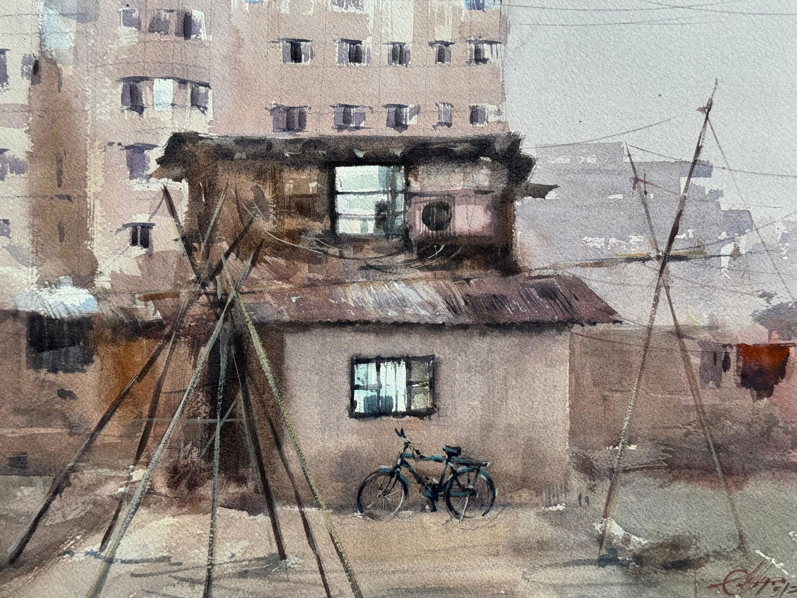 Watercolor Landscape Painting For Office,Drawing Room,Dinning Hall,Kitchen / Mumbai 15x11 inch.  Image