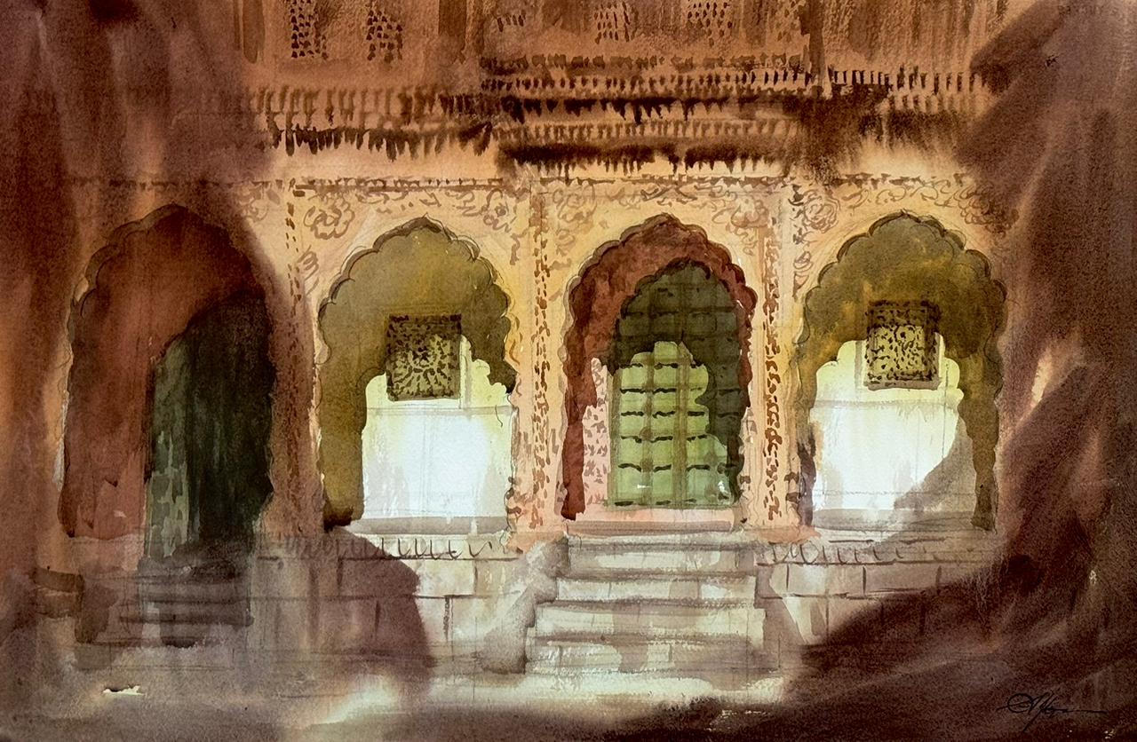 Mehrangarh Fort,Jodhpur A Beautiful Watercolor Painting For Drawing room,Office,House,Size 22x15 inch Image