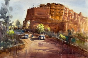 Mehrangarh Fort,Jodhpur Rajasthan.Beautiful Watercolor Painting For Drawing room,Office,House,Size 22x15 inch Image