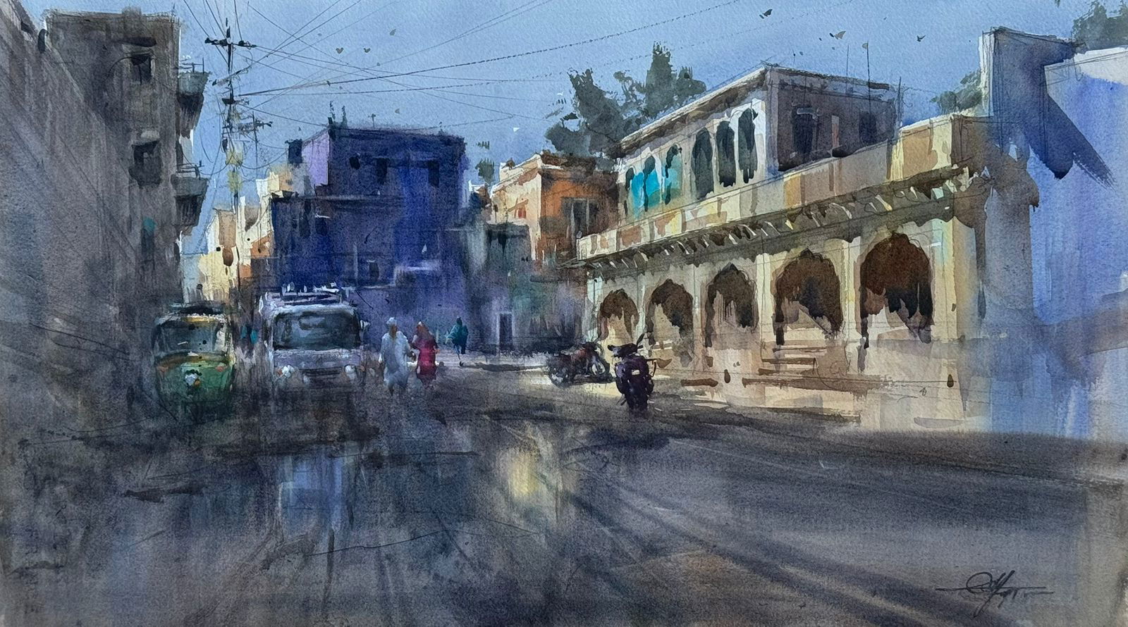 Jodhpur Rajasthan.Beautiful Watercolor Landscape Painting For Drawing room,Office,House,Size 22x13 inch Image