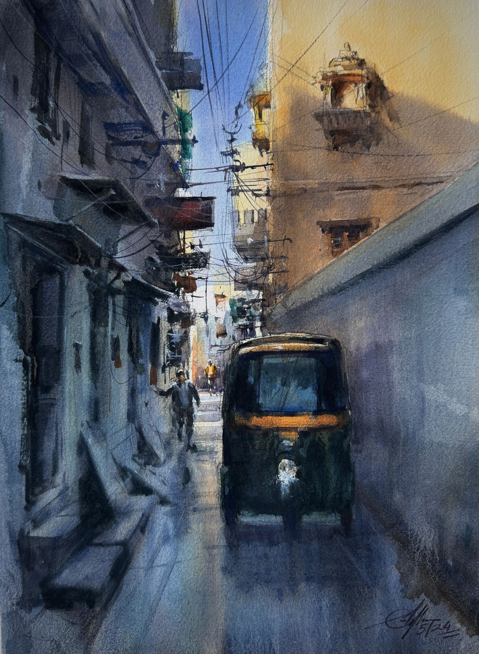 Sold, Beautiful Watercolor Cityscape Painting, Rajasthan,15x11 inch Image