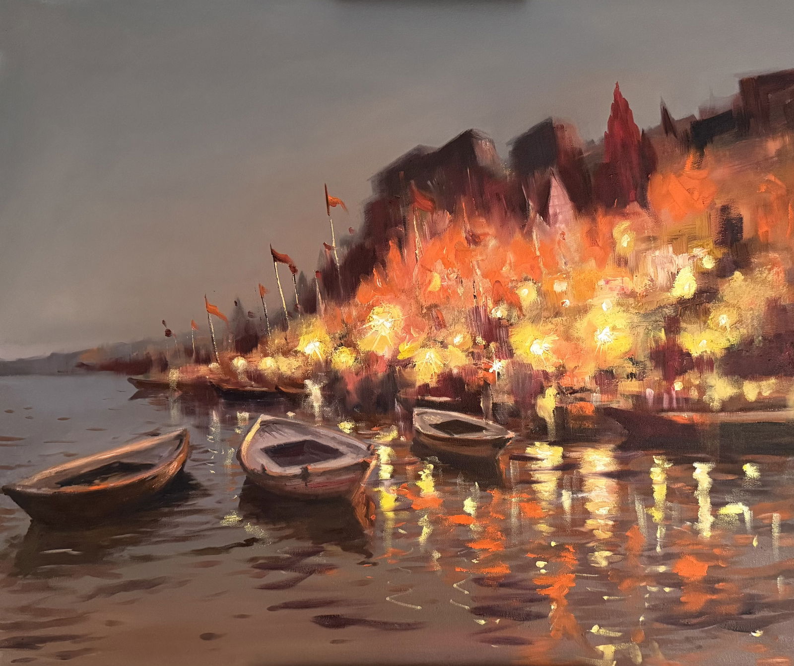 Oil on canvas 36x30 inch Varanasi Painting 