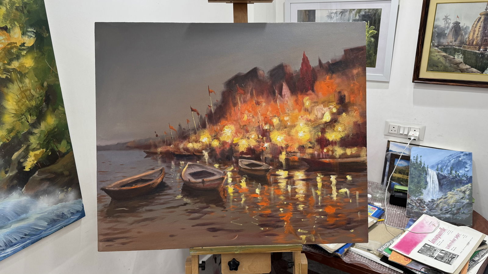 Oil on canvas 36x30 inch Varanasi Painting  Image