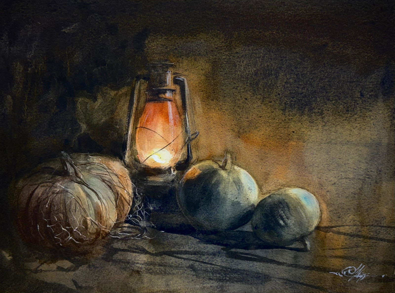 Watercolor Still Life Painting , Wild Life,15x11 inch Image