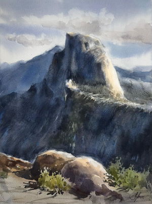 Yosemite National Park, California, Beautiful Watercolor Landscape Painting 15x11 inch Image