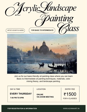 Online Acrylic Landscape Painting Class, Every Thursday 7pm to 9pm Image