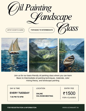 Online Oil Color Landscape Painting Class, Every Tuesday Evening 7:00-9:00P.M Image