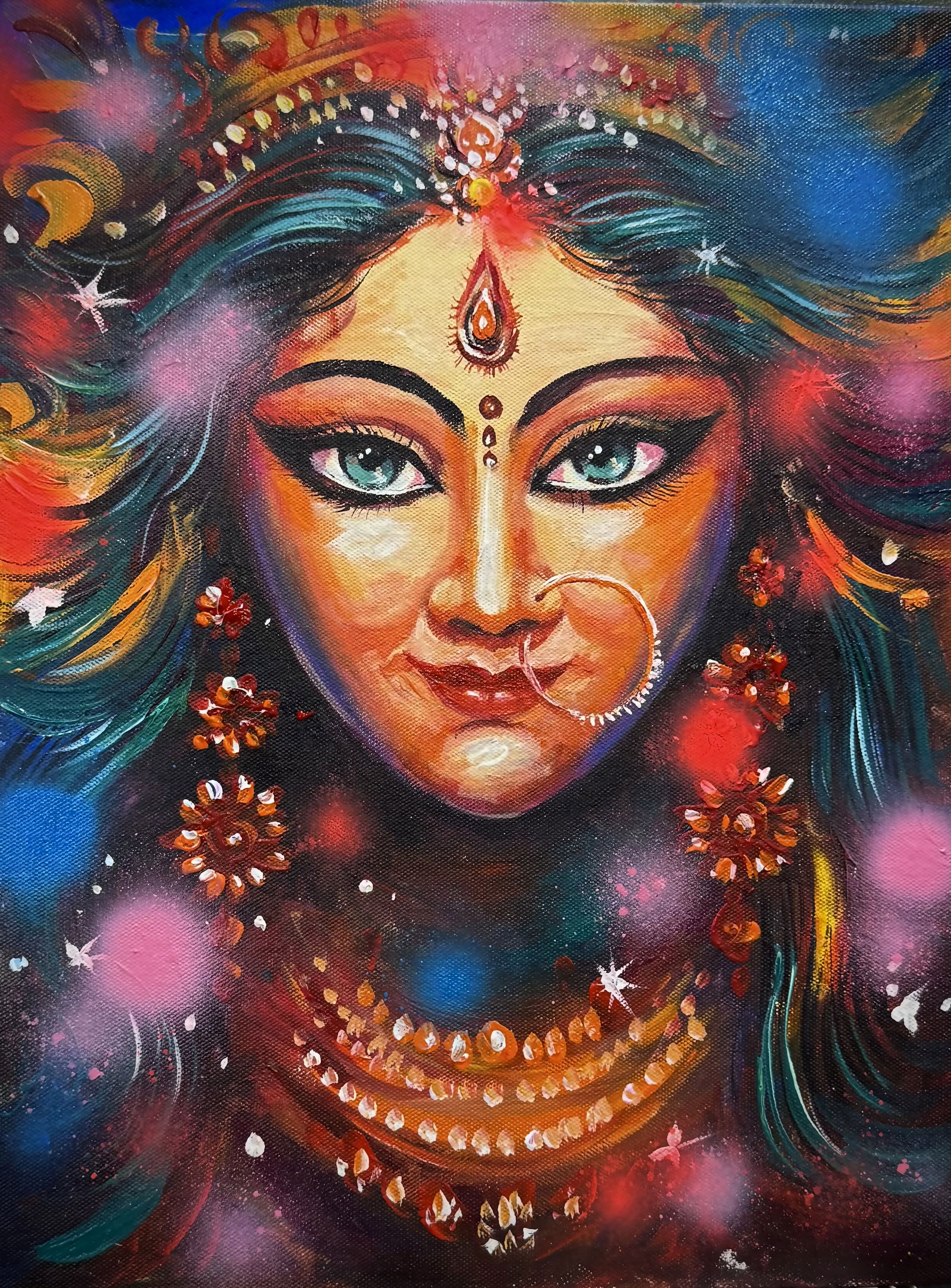 Sold, Acrylic Painting , Maa Durga 16x12 inch Image
