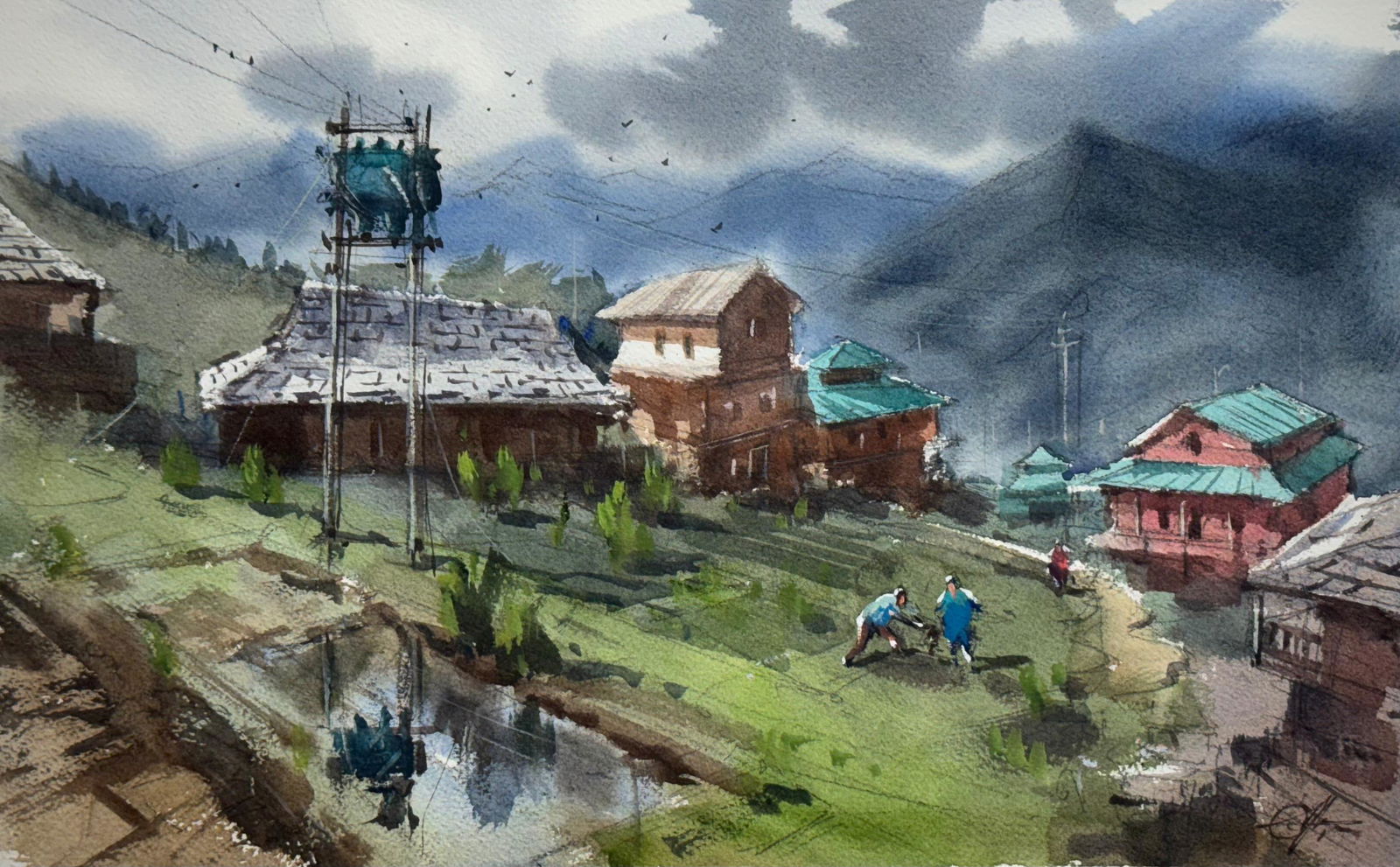 Manali Watercolor 15x11 inch Image