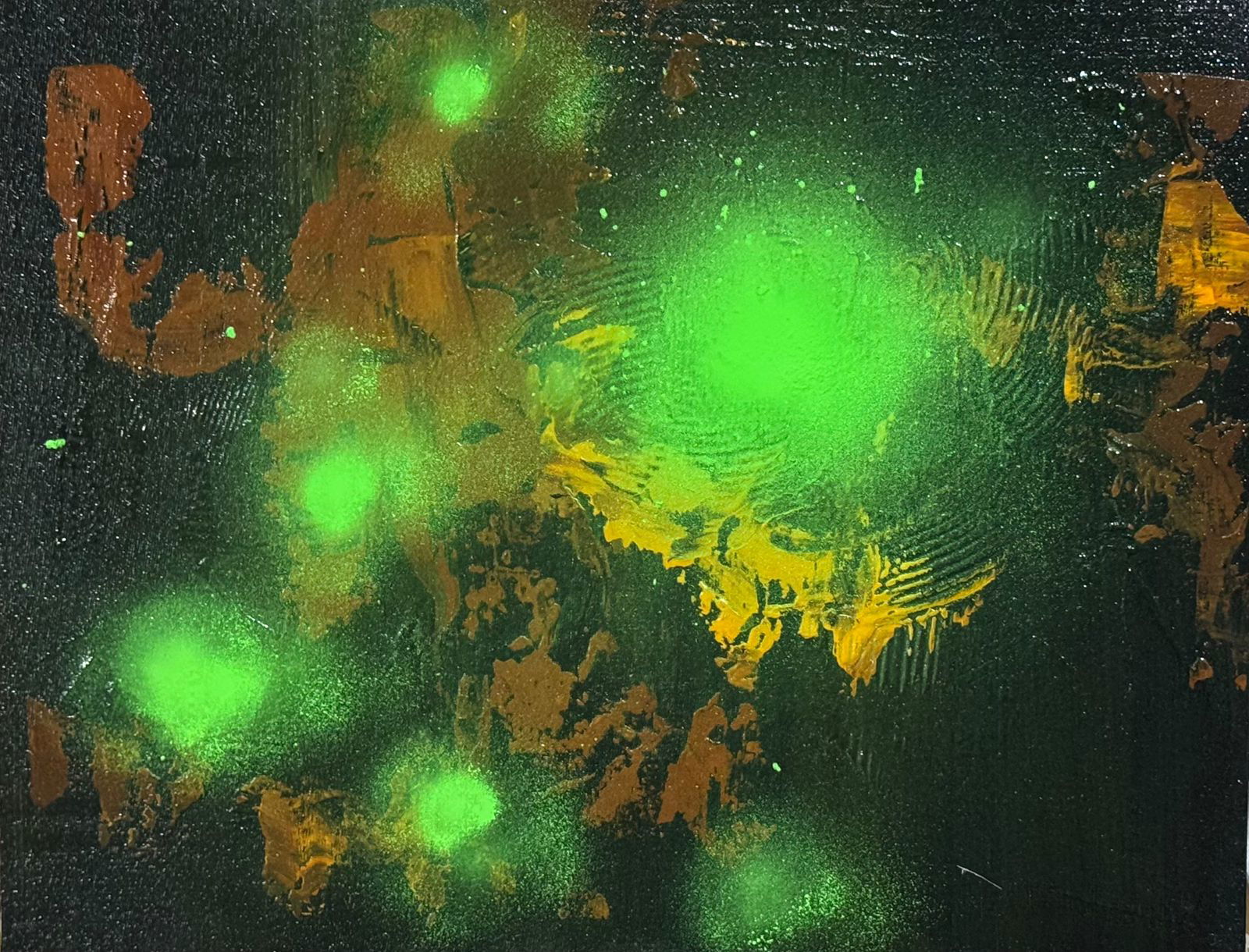 “Neon Silence” – a modern, mysterious vibe, Size: 18 x 14 inch Acrylic Abstract Painting Image