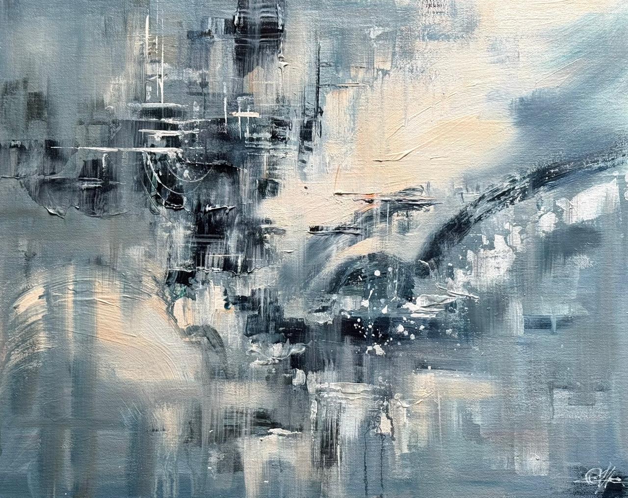 Title: “Urban Echoes” Abstract Oil Painting 20x14 inch Image