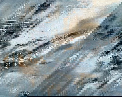 Title: “Urban Echoes” Abstract Oil Painting 20x14 inch Image