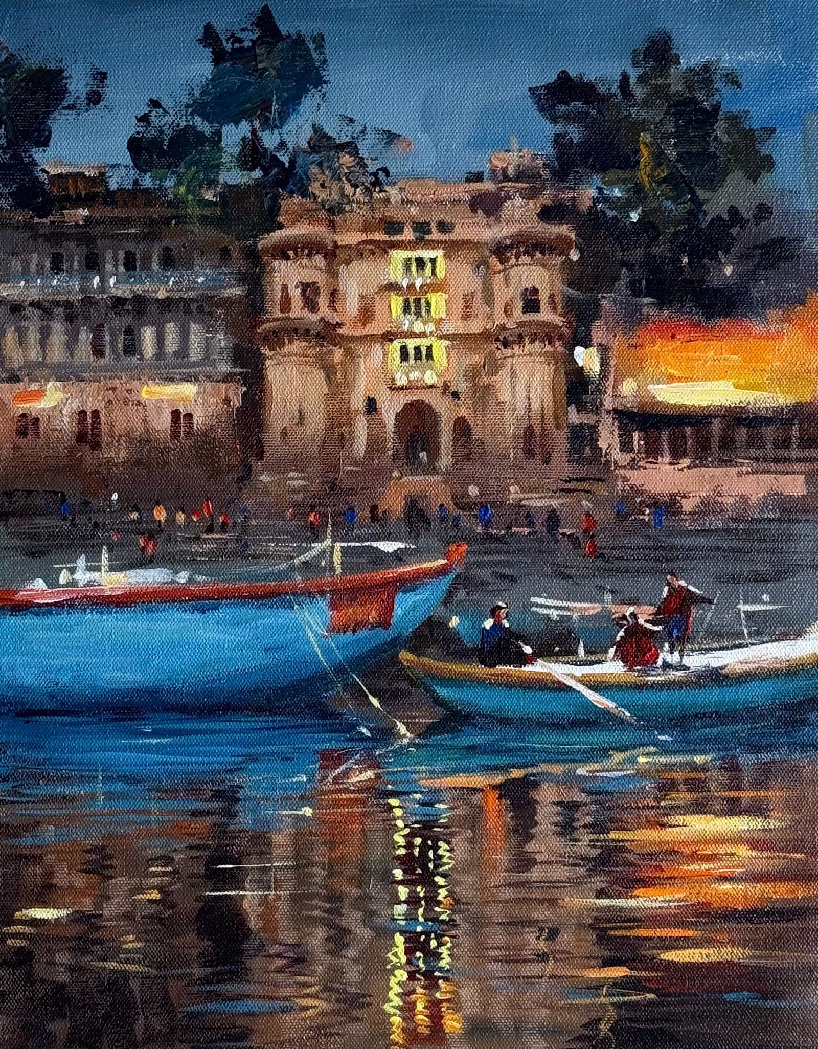 Varanasi Acrylic Painting 15x11 inch Image
