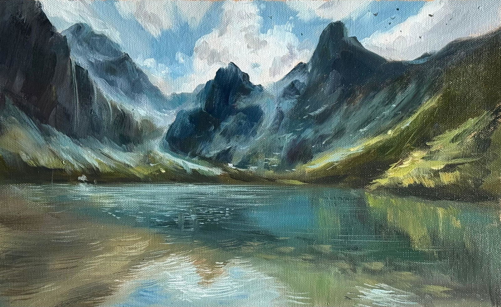 Serenity in the Mountains Oil Landscape 15x9 inch Image