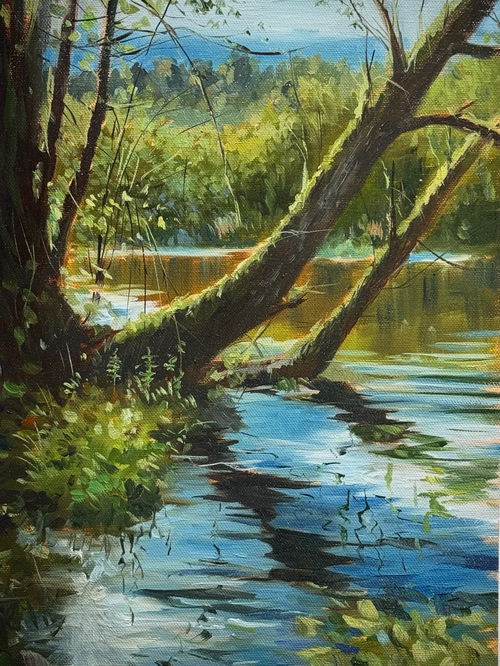 Title: Whispers by the River  Size: 15 x 11 inch  Medium: Oil on Canvas Image