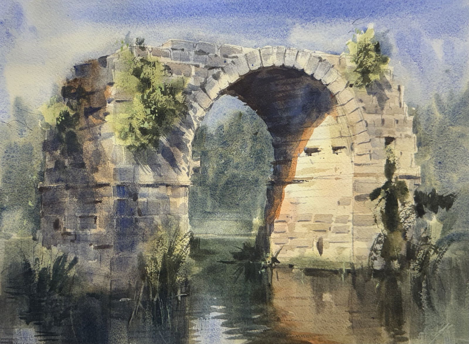 Watercolor Landscape Painting 15x11 inch Image