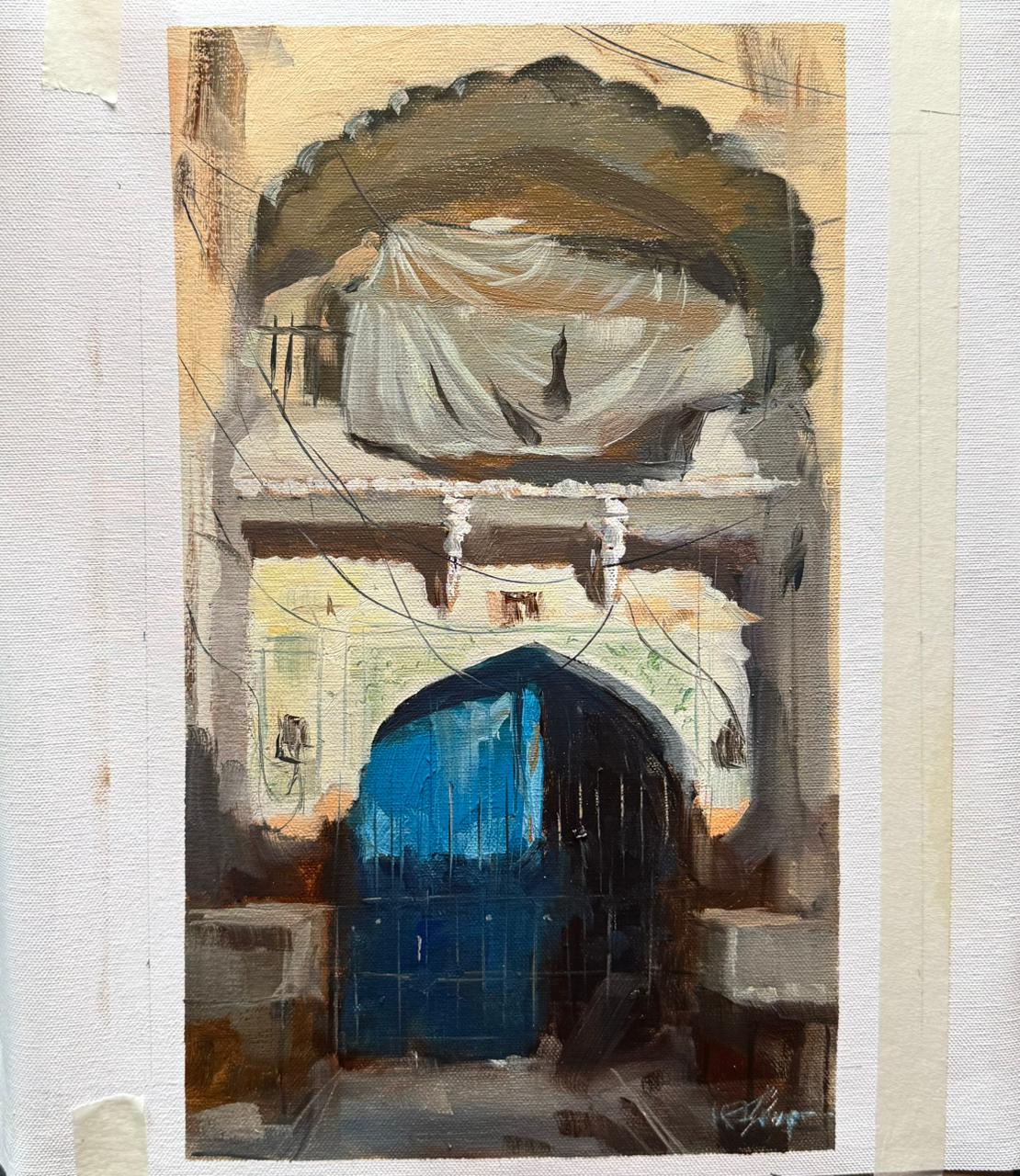 The Blue Gate of Memories Pushkar 16x8 inch Image