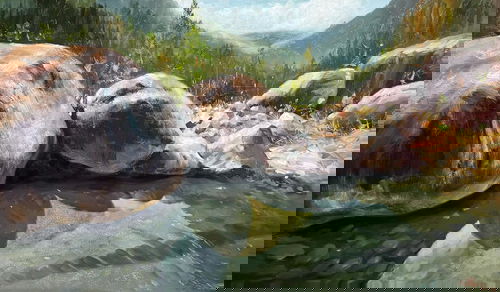 Guardians of the Silent Valley Sittong,Oil Painting 30x18 inch Image