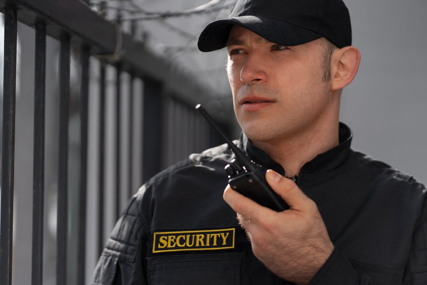 portrait-male-security-guard-with-radio-station-camera-screens