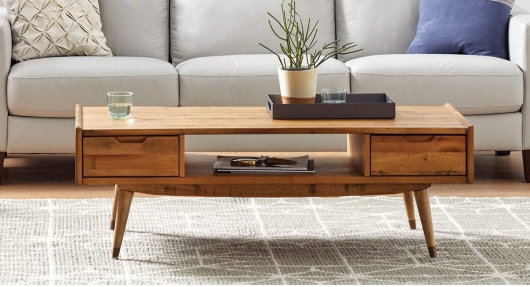 Modern wooden coffee table with a glass top