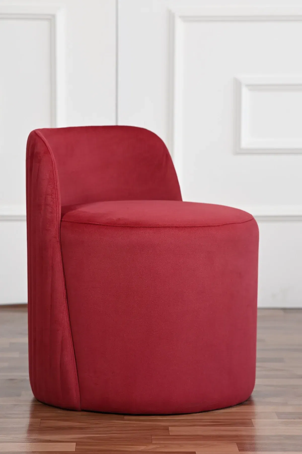 Red Suede Flexible Ottoman with Back Parallel