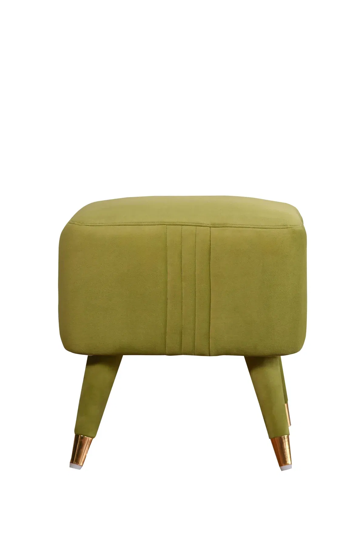 Modern Suede Ottoman with Fabric Leg & Gold Cap