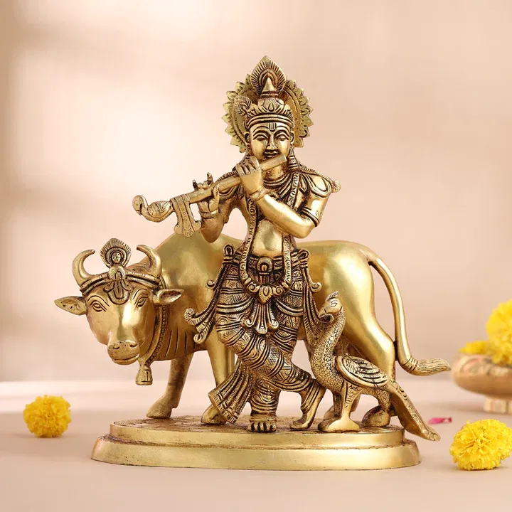 Handmade Lord Krishna Brass Statue