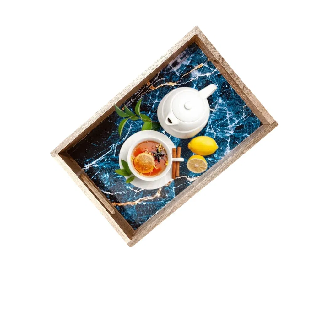 Rectangular Printed Tray with Cutout Handles