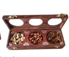 Rectangular 3 Round Dry Fruits Box