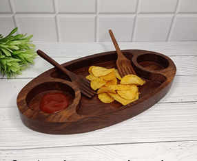Wooden Chip & Dip Serving Platter 