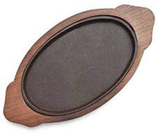 Wooden Base Sizzler Serving Platter 
