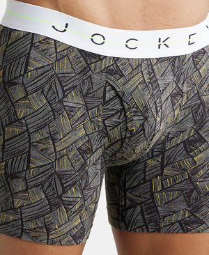 Super Combed Cotton Elastane Stretch Printed Boxer Brief with Ultrasoft Waistband - Black Image