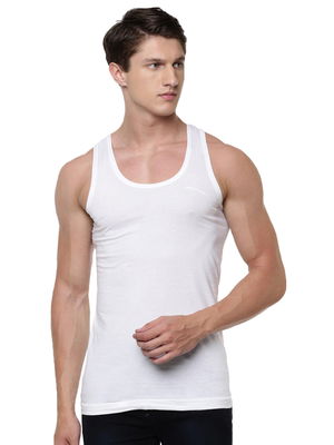 Mens Fine Cotton White Banian RN Romex (2 PCs Pack) Image