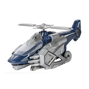 Kidology Spray Fighter Toy, 2 in 1 Transforming Dinosaur Fighter Helicopter Toy, Transforming Spray with Music & Realistic Led Light, Electric Helicopter Toy for Kids (Blue) Image