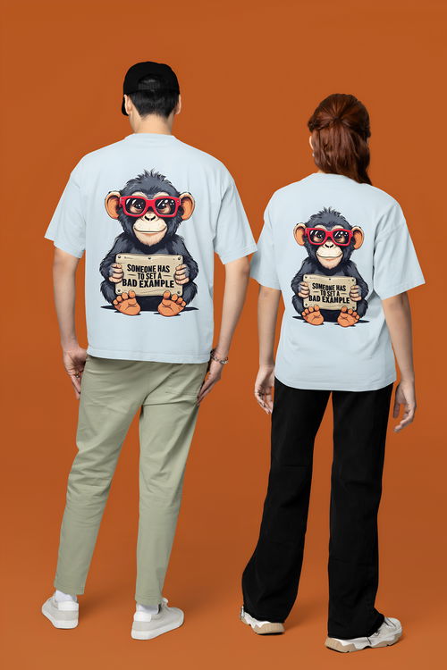 Oversized | Monkey | Unisex | Light Sky Blue | T-Shirt Image