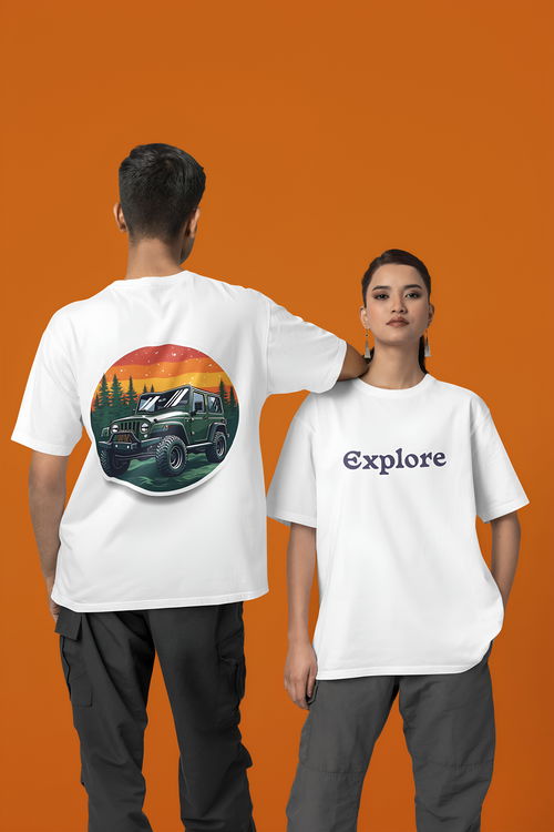 Oversized | Explore | Unisex | White | T-Shirt Image