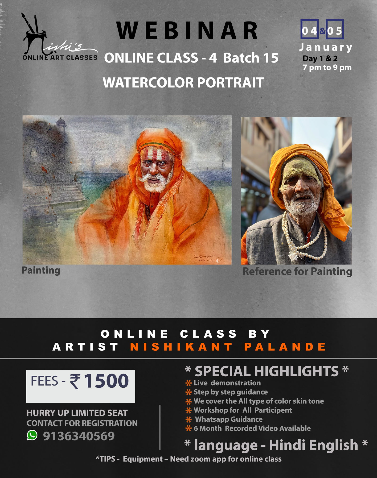 Watercolor Portrait Workshop Online  Image