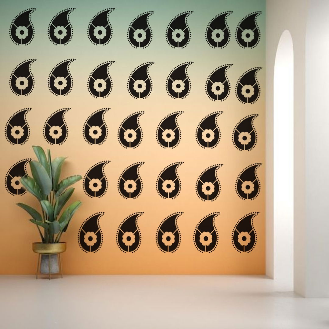 Monochrome Blossom Design – Reusable Wall Art Stencil for DIY Crafts and Décor Image