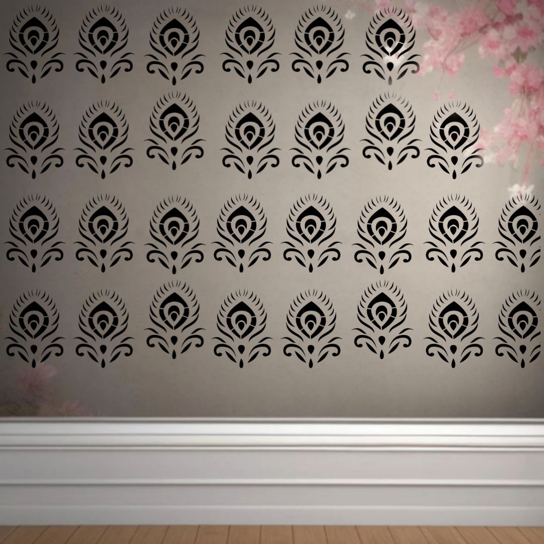 Elegant Peacock Monochrome Art - Reusable Wall Art Stencil for DIY Crafts and Décor