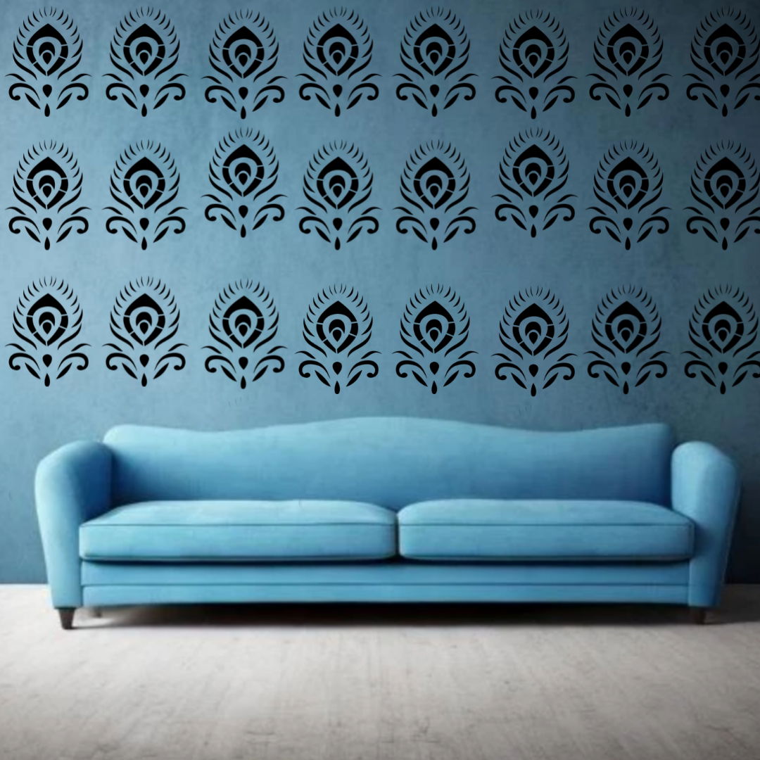Elegant Peacock Monochrome Art - Reusable Wall Art Stencil for DIY Crafts and Décor Image