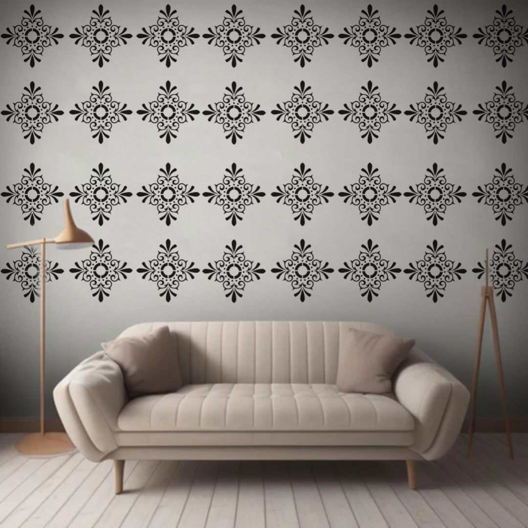 Classic Petal Contrast - Reusable Wall Art Stencil for DIY Crafts and Décor