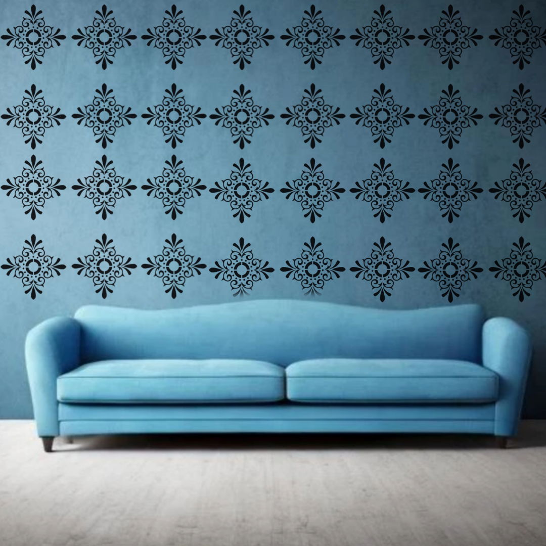 Classic Petal Contrast - Reusable Wall Art Stencil for DIY Crafts and Décor Image