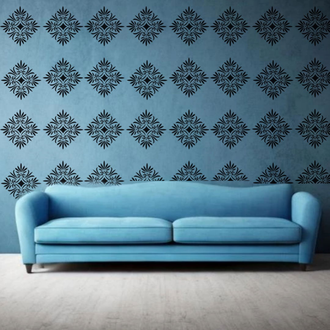 Noir Floral Harmony - Reusable Wall Art Stencil for DIY Crafts and Décor Image