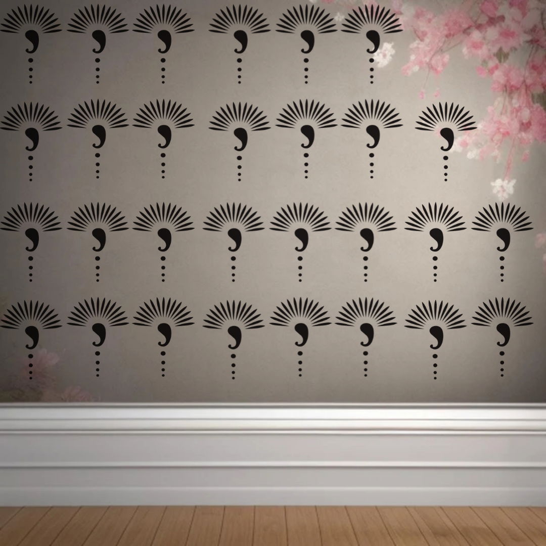 Monochrome Curiosity Question Mark Wall - Reusable Wall Art Stencil for DIY Crafts and Décor Image