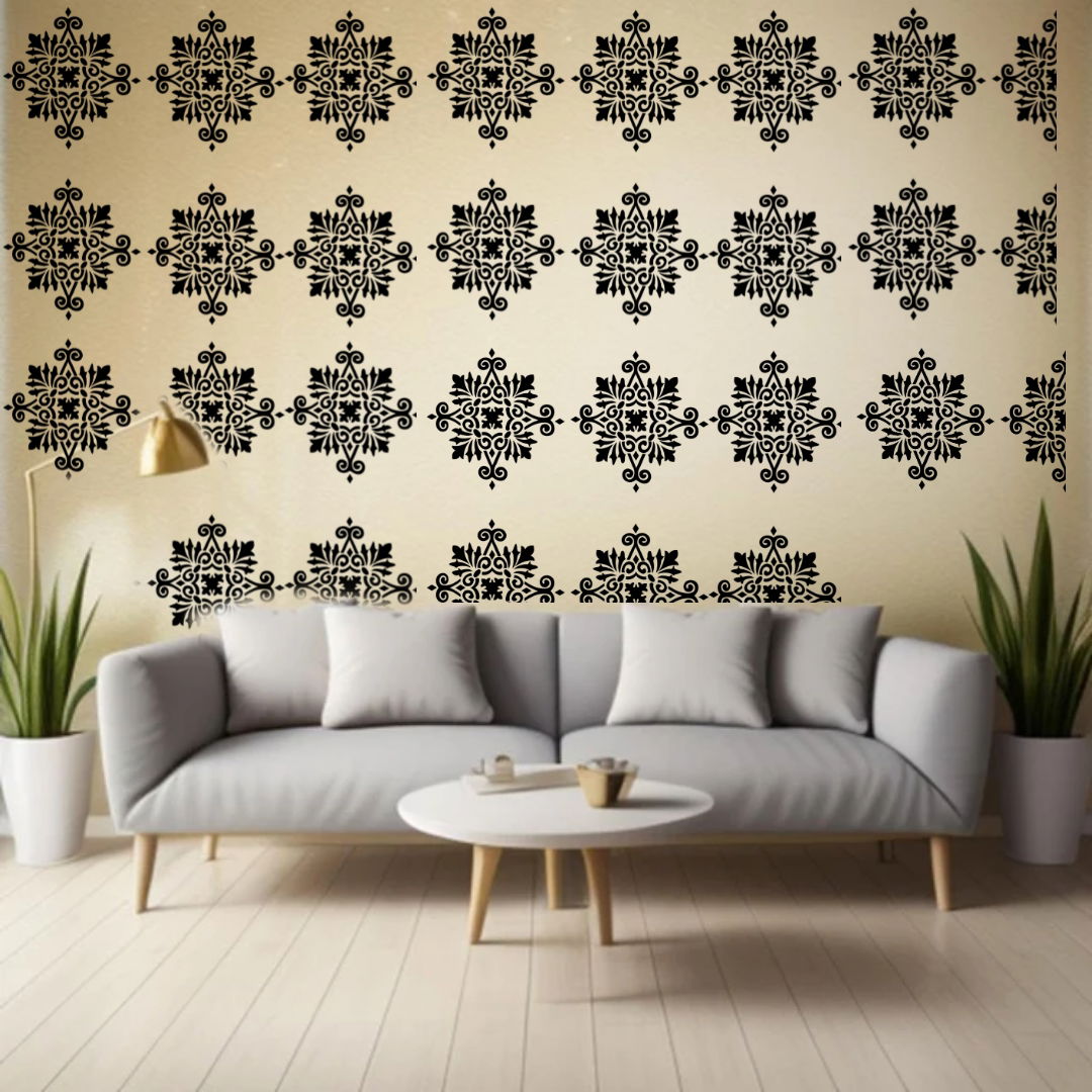 Swirl Elegance - Reusable Wall Art Stencil for DIY Crafts and Décor Image