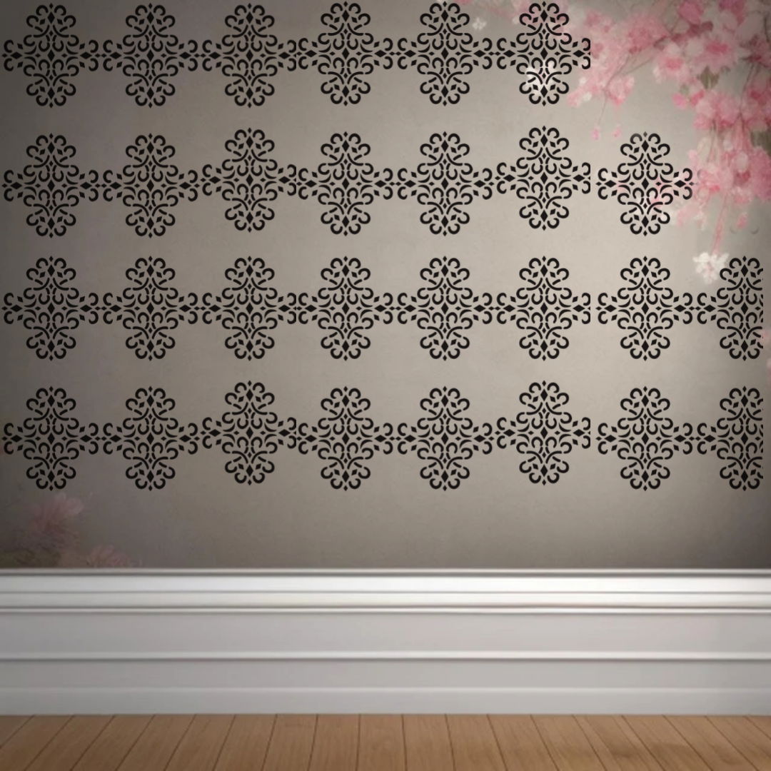 Chic Floral Harmony - Reusable Wall Art Stencil for DIY Crafts and Décor