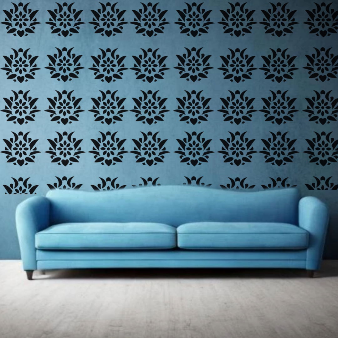 Heartfelt Blossom - Reusable Wall Art Stencil for DIY Crafts and Décor