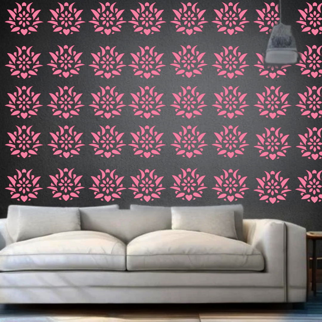 Heartfelt Blossom - Reusable Wall Art Stencil for DIY Crafts and Décor Image