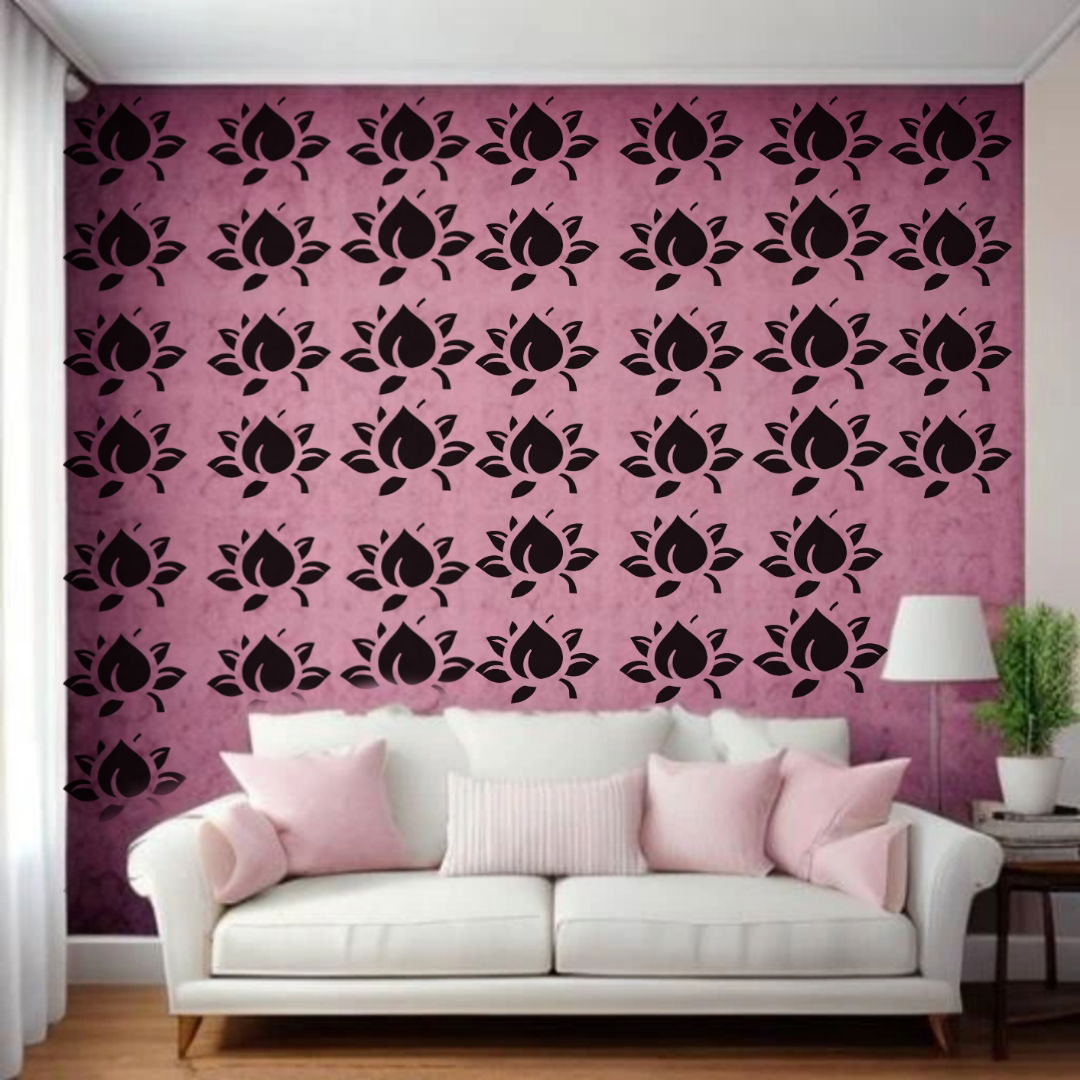 Lotus Harmony - Reusable Wall Art Stencil for DIY Crafts and Décor
