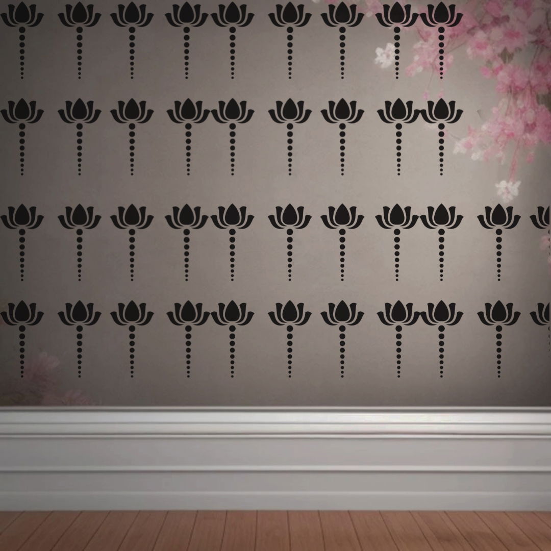 Tranquil Bloom - Reusable Wall Art Stencil for DIY Crafts and Décor